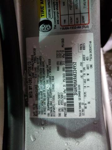 3FAHP0HA9AR334952 - 2010 FORD FUSION SE SILVER photo 12