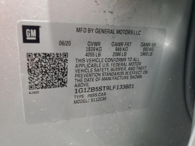 1G1ZB5ST9LF133601 - 2020 CHEVROLET MALIBU LS SILVER photo 12