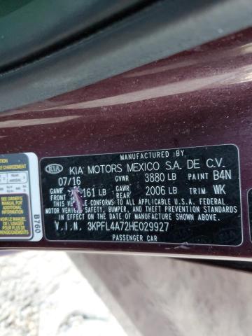 3KPFL4A72HE029927 - 2017 KIA FORTE LX BURGUNDY photo 12