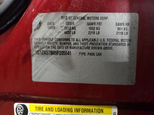 1G1ZK57B89F205641 - 2009 CHEVROLET MALIBU LTZ მუქწითელი ფოტო 12