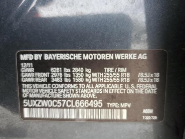 5UXZW0C57CL666495 - 2012 BMW X5 XDRIVE35D Grafito foto 14