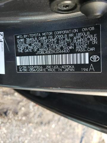 JTDBL40E09J044400 - 2009 TOYOTA COROLLA BASE CHARCOAL photo 12