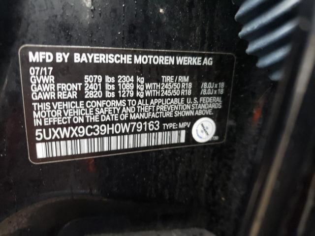 5UXWX9C39H0W79163 - 2017 BMW X3 XDRIVE28I BLACK photo 12