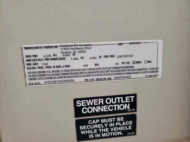 4YDF29F245G909906 - 2005 KEYSTONE OUTBACK BEIGE photo 10