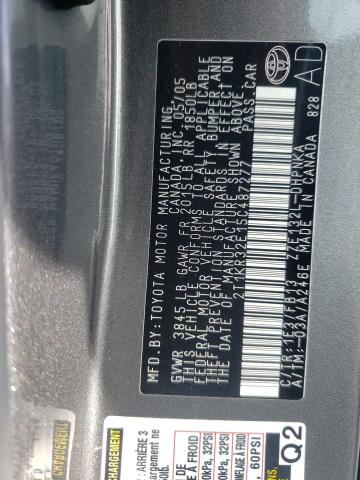 2T1KR32E15C487277 - 2005 TOYOTA COROLLA MA XR CHARCOAL photo 12