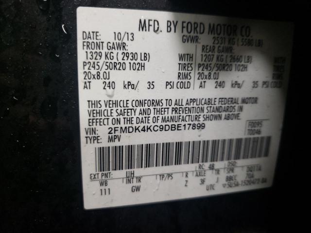 2FMDK4KC9DBE17899 - 2013 FORD EDGE LIMITED BLACK photo 12