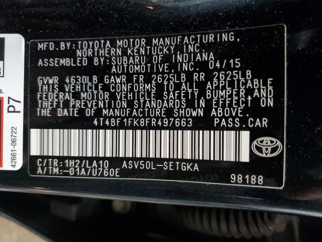 4T4BF1FK8FR497663 - 2015 TOYOTA CAMRY LE CHARCOAL photo 12