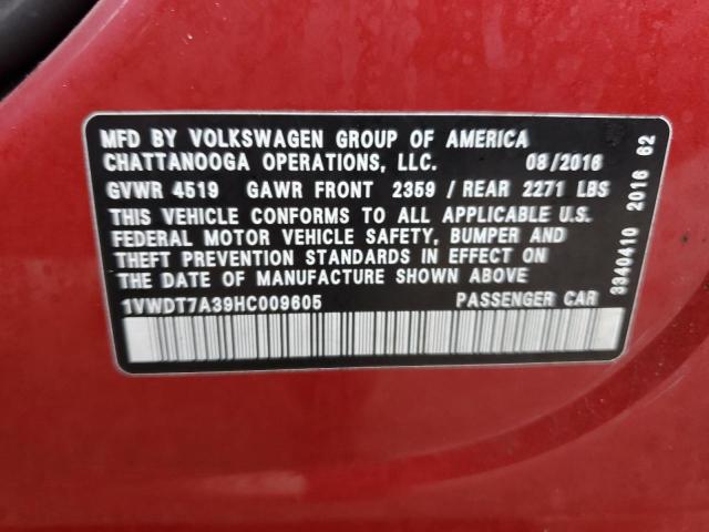 1VWDT7A39HC009605 - 2017 VOLKSWAGEN PASSAT R-LINE Bordo foto 12