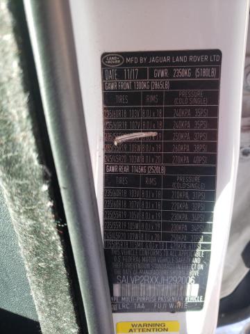 SALVP2RXXJH292006 - 2018 LAND ROVER RANGE ROVE SE WHITE photo 12