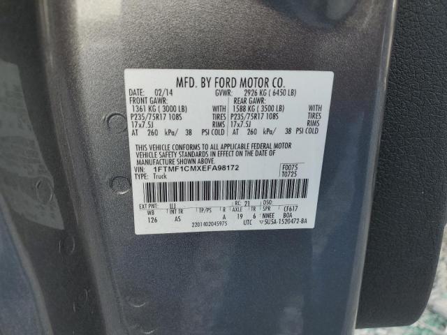 1FTMF1CMXEFA98172 - 2014 FORD F150 GRAY photo 12