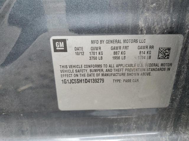 1G1JC5SH1D4139279 - 2013 CHEVROLET SONIC LT GRAY photo 12