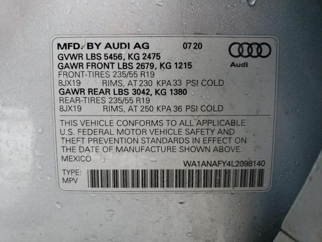 WA1ANAFY4L2098140 - 2020 AUDI Q5 PREMIUM SILVER photo 12