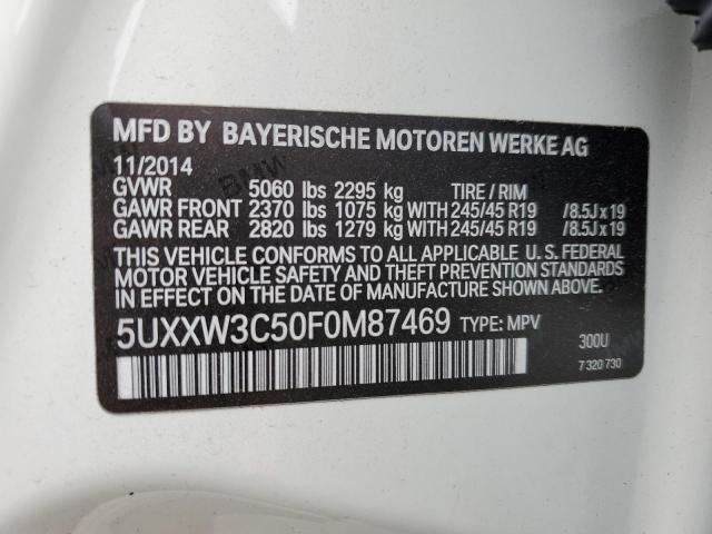 5UXXW3C50F0M87469 - 2015 BMW X4 XDRIVE28I WHITE photo 13