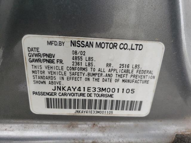 JNKAY41E33M001105 - 2003 INFINITI M45 GRAY photo 13