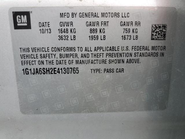 1G1JA6SH2E4130765 - 2014 CHEVROLET SONIC LS SILVER photo 12