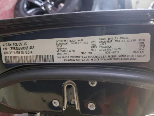 1C6RR7GG6MS581482 - 2021 RAM 1500 CLASS SLT შავი ფოტო 12