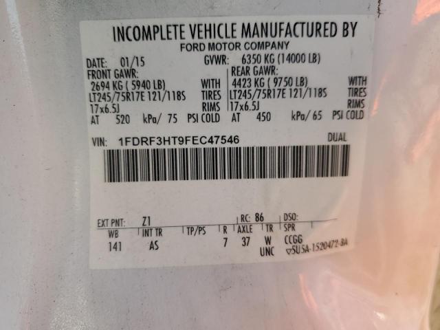 1FDRF3HT9FEC47546 - 2015 FORD F350 SUPER DUTY WHITE photo 13