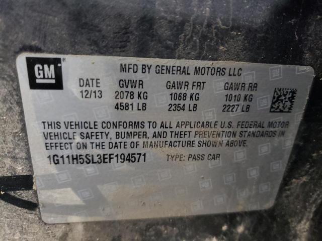 1G11H5SL3EF194571 - 2014 CHEVROLET MALIBU LTZ ნაცრისფერი ფოტო 12