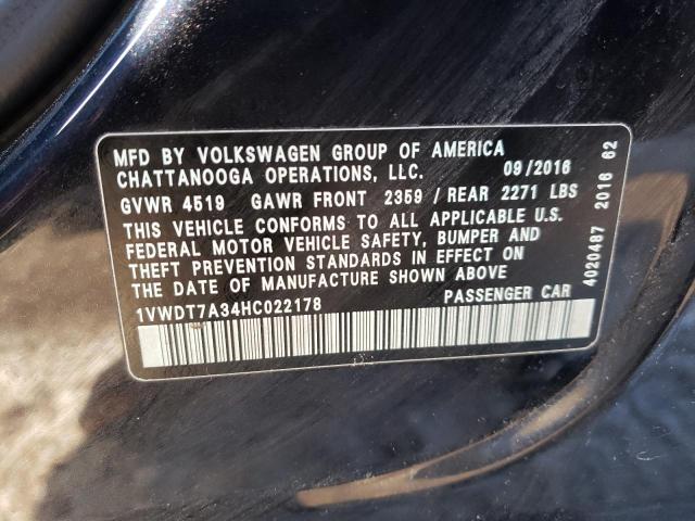 1VWDT7A34HC022178 - 2017 VOLKSWAGEN PASSAT R-LINE Qara foto 12