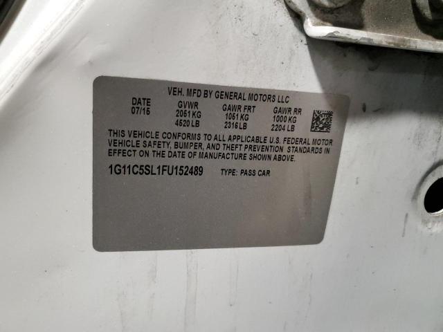 1G11C5SL1FU152489 - 2015 CHEVROLET MALIBU 1LT WHITE photo 12