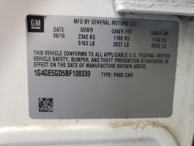 1G4GE5GD5BF108339 - 2011 BUICK LACROSSE CXS WHITE photo 12