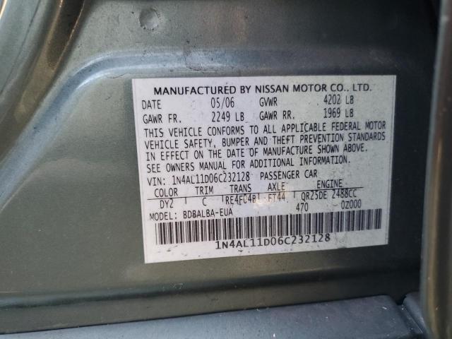 1N4AL11D06C232128 - 2006 NISSAN ALTIMA S GREEN photo 13