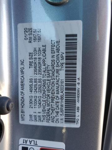 5J6RW1H86LA003161 - 2020 HONDA CR-V EXL SILVER photo 13