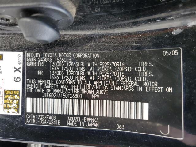 JTEGD21A150126800 - 2005 TOYOTA HIGHLANDER BLACK photo 14