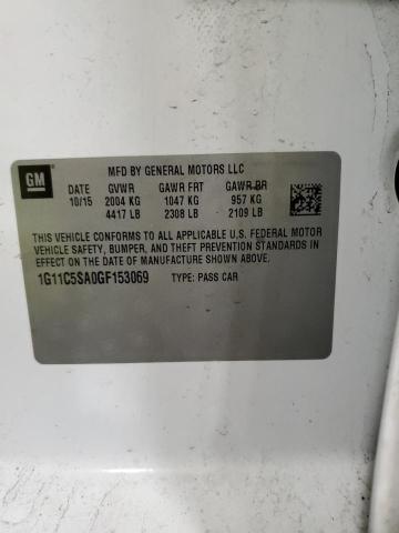 1G11C5SA0GF153069 - 2016 CHEVROLET MALIBU LIM LT Ақ фото 12