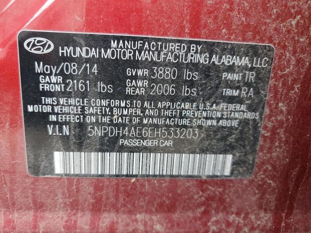 5NPDH4AE6EH533203 - 2014 HYUNDAI ELANTRA SE MAROON photo 12