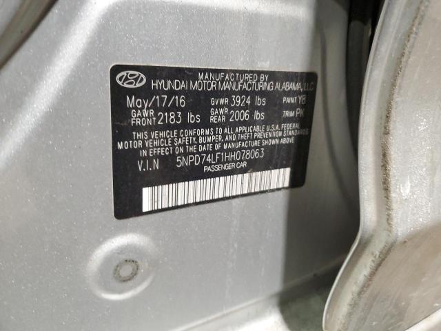 5NPD74LF1HH078063 - 2017 HYUNDAI ELANTRA SE SILVER photo 12