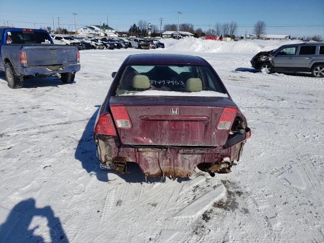 2HGES16344H928839 - 2004 HONDA CIVIC DX VP ბურგუნდია ფოტო 6