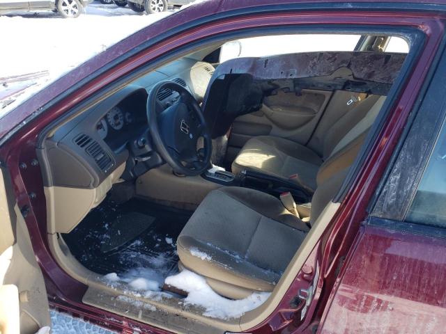 2HGES16344H928839 - 2004 HONDA CIVIC DX VP ბურგუნდია ფოტო 7