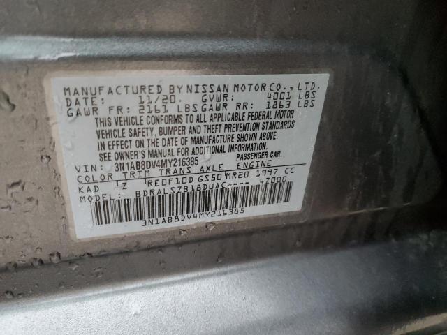 3N1AB8DV4MY216385 - 2021 NISSAN SENTRA SR GRAY photo 12