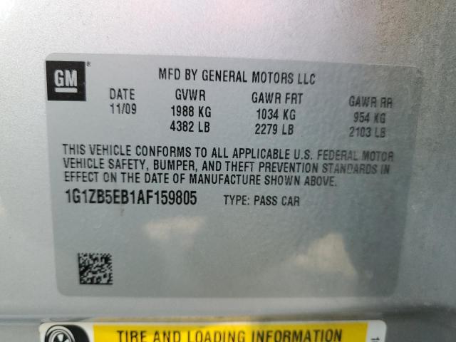 1G1ZB5EB1AF159805 - 2010 CHEVROLET MALIBU LS SILVER photo 12