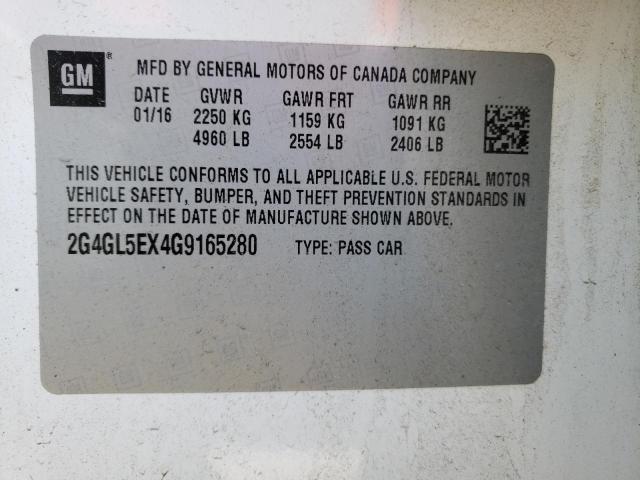2G4GL5EX4G9165280 - 2016 BUICK REGAL 白色 照片 10
