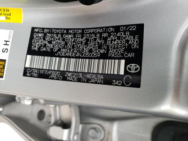 JTDEAMDE4NJ050059 - 2022 TOYOTA COROLLA LE SILVER photo 12