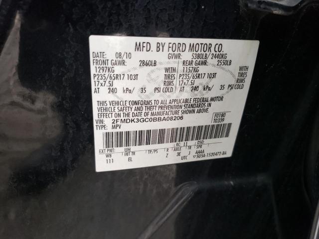 2FMDK3GC0BBA08206 - 2011 FORD EDGE SE BLACK photo 13