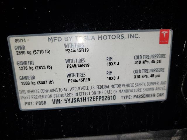 5YJSA1H12EFP52610 - 2014 TESLA MODEL S Սև լուսանկար 13