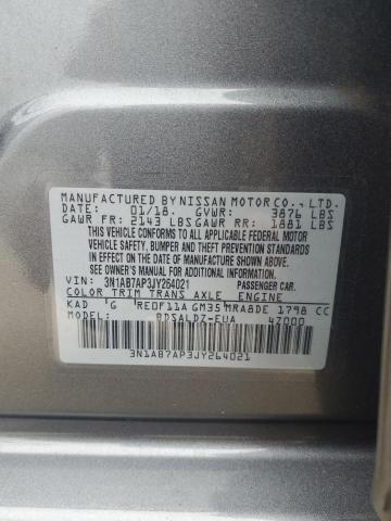 3N1AB7AP3JY264021 - 2018 NISSAN SENTRA S GRAY photo 12