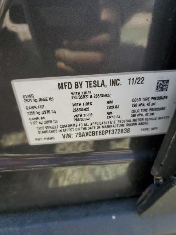 7SAXCBE60PF372838 - 2023 TESLA MODEL X GRAY photo 14