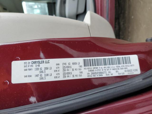 2A8HR54P28R803772 - 2008 CHRYSLER TOWN & COU TOURING BURGUNDY photo 13