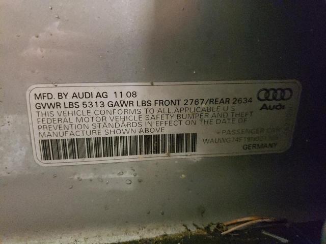 WAUWG74F19N021708 - 2009 AUDI A6 PRESTIGE SILVER photo 12
