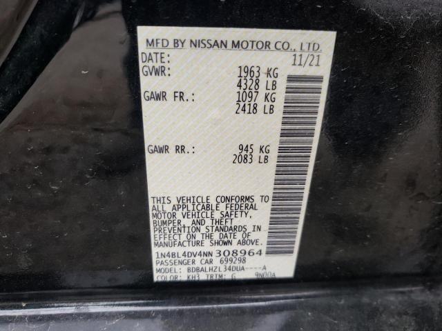 1N4BL4DV4NN308964 - 2022 NISSAN ALTIMA SV BLACK photo 12