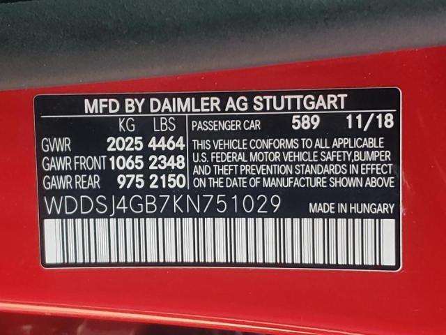 WDDSJ4GB7KN751029 - 2019 MERCEDES-BENZ CLA 250 4MATIC RED photo 12