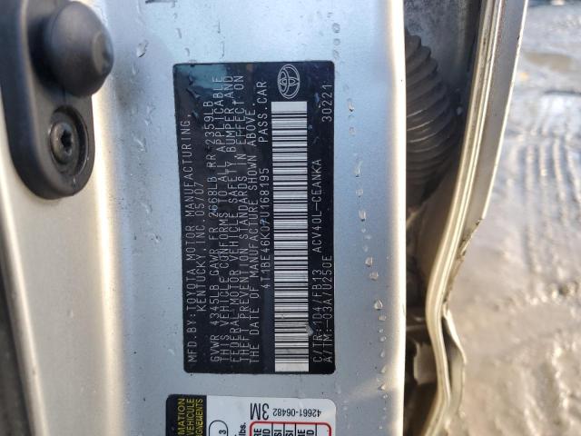 4T1BE46K07U168195 - 2007 TOYOTA CAMRY CE SILVER photo 12