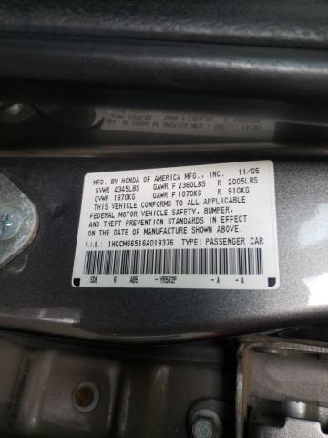 1HGCM66516A019376 - 2006 HONDA ACCORD EX GRAY photo 12