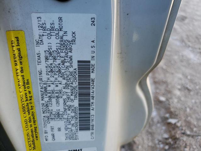 5TFTX4CNXEX039555 - 2014 TOYOTA TACOMA ACCESS CAB თეთრი ფოტო 12