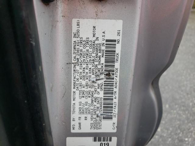 5TETU62N07Z446639 - 2007 TOYOTA TACOMA PRERUNNER ACCESS CAB SILVER photo 12