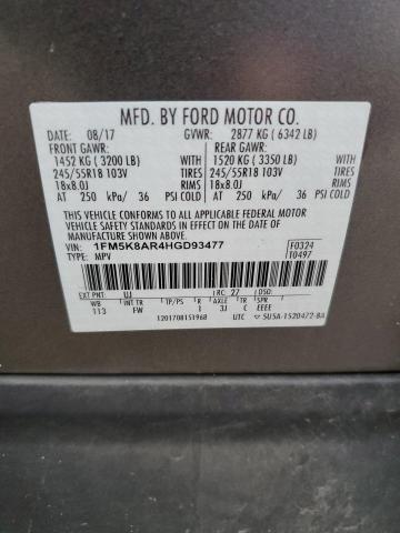 1FM5K8AR4HGD93477 - 2017 FORD EXPLORER POLICE INTERCEPTOR ნაცრისფერი ფოტო 14